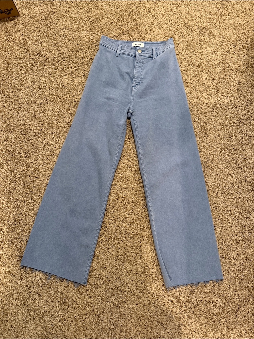 Pistola Wide Leg Raw Hem Jeans in Light Blue